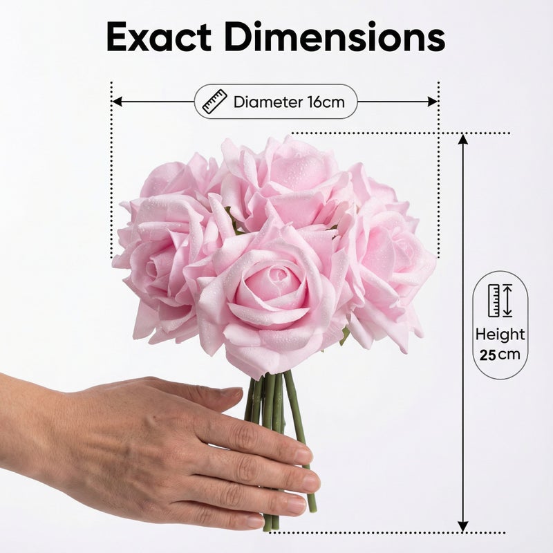 Fake Flowers-Pink Rose Artificial Flowers Bouquet - Home Wedding Decor - Image 3